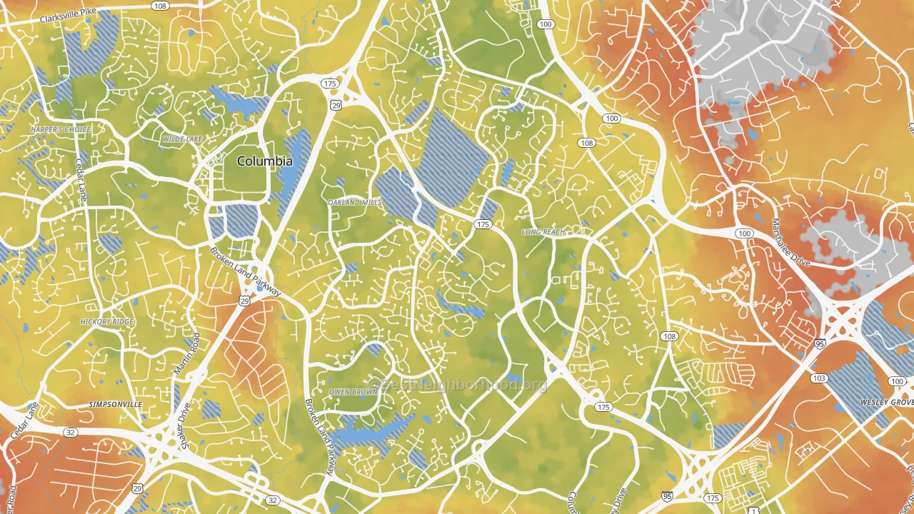 Bike Grade map of 21045, MD