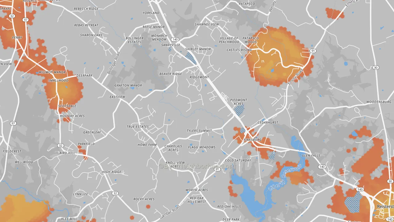 Bike Grade map of 21048, MD