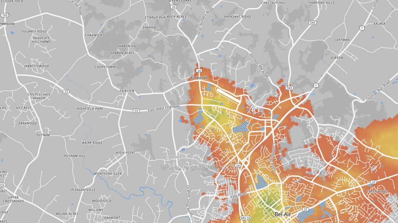 Bike Grade map of 21050, MD