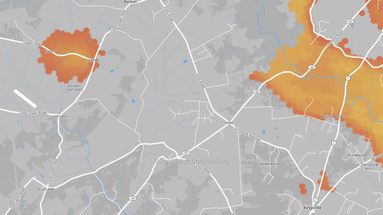 Bike Grade map of 21051, MD