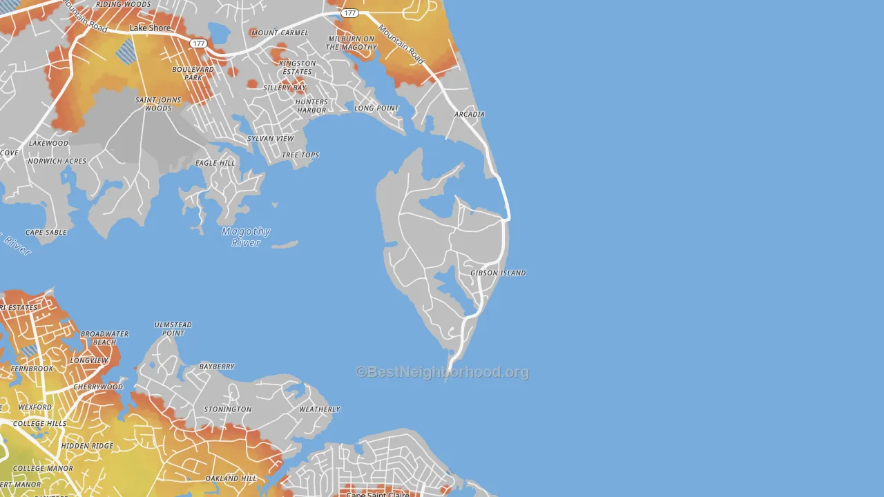 Bike Grade map of 21056, MD