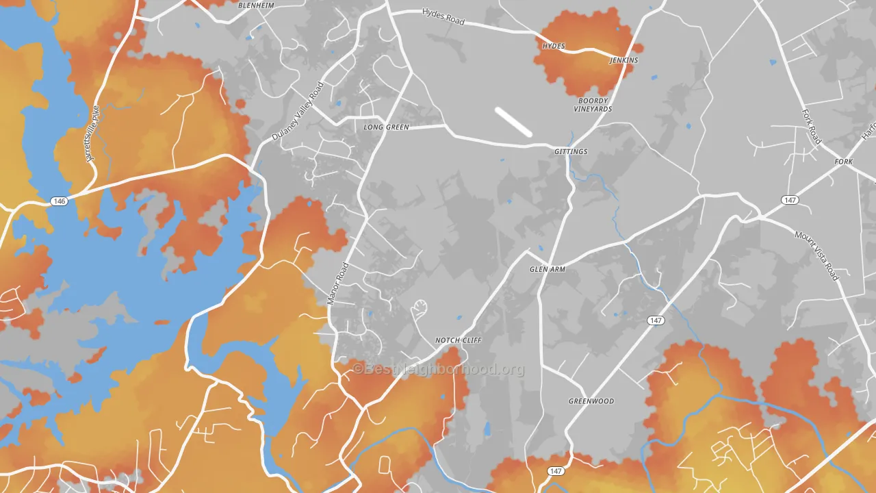 Bike Grade map of 21057, MD