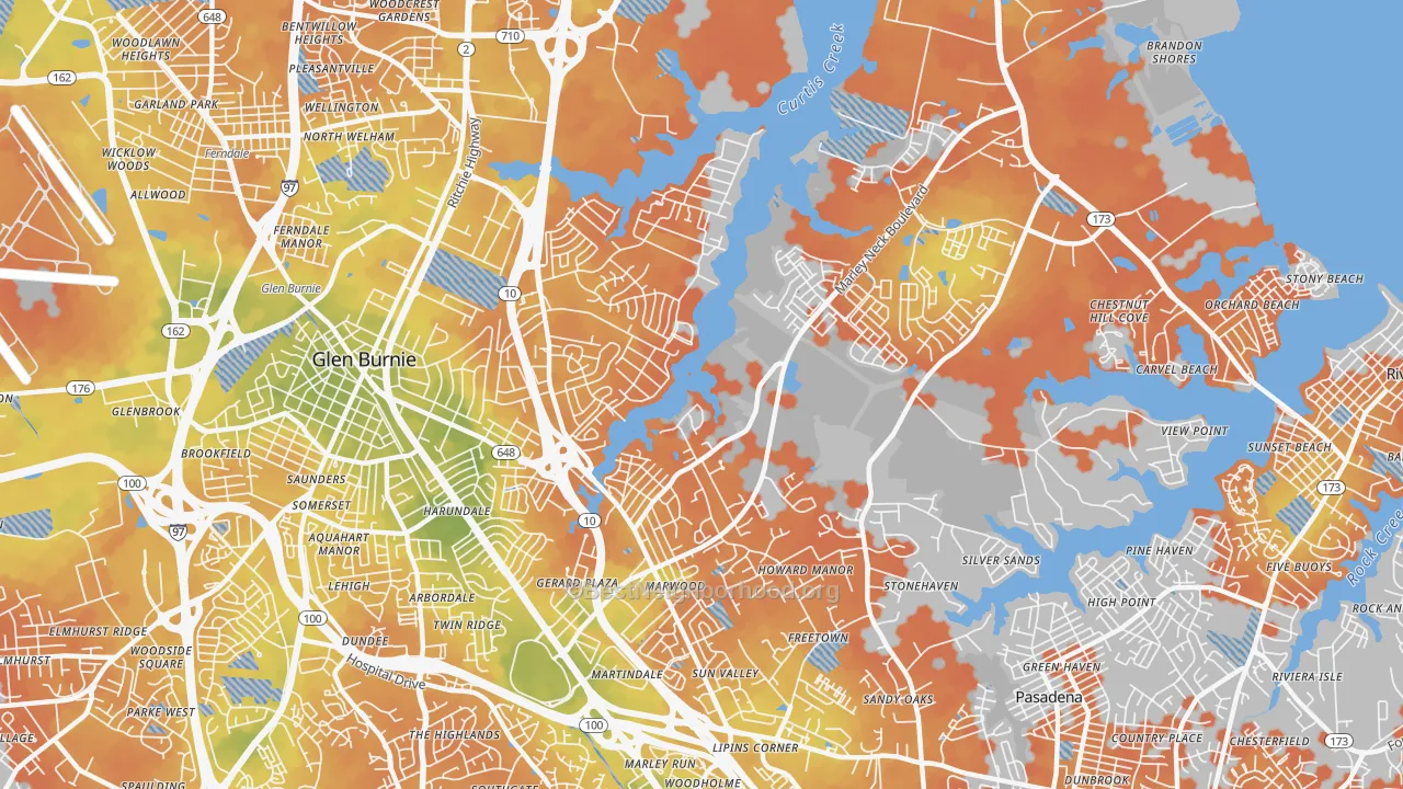 Bike Grade map of 21060, MD