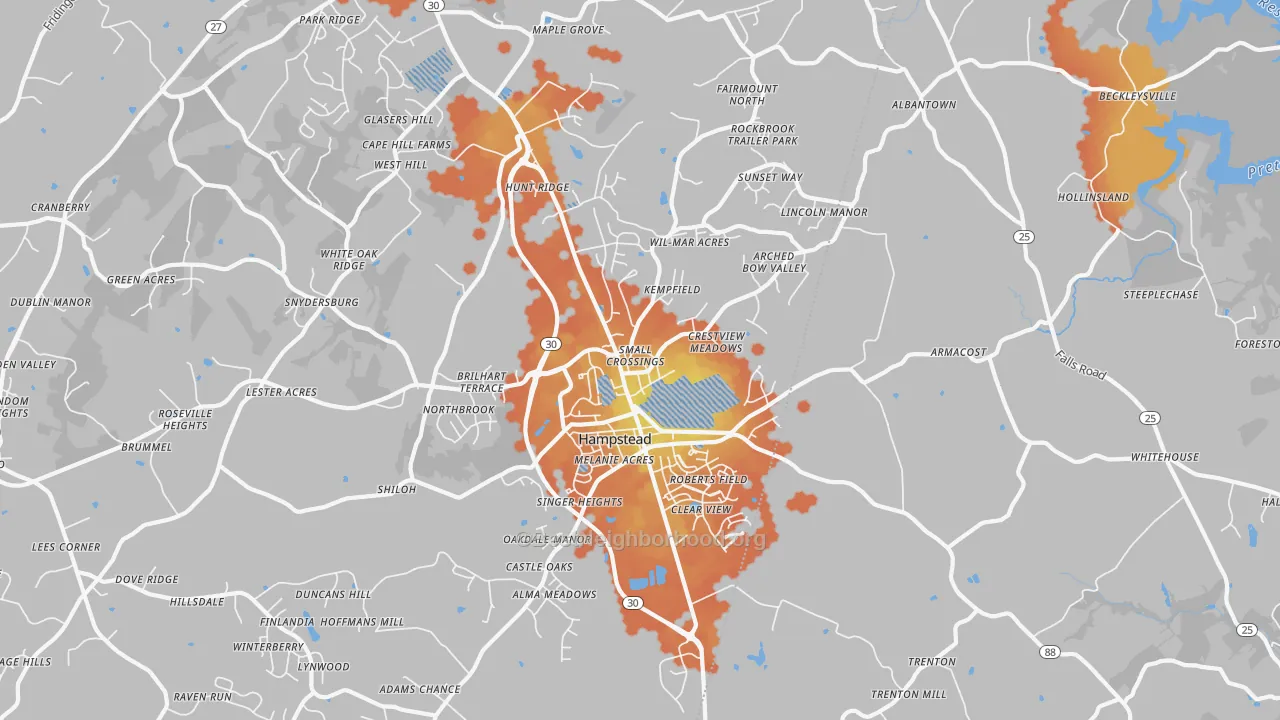 Bike Grade map of 21074, MD
