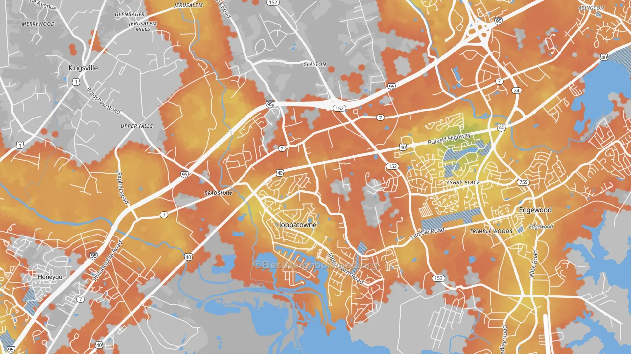 Bike Grade map of 21085, MD