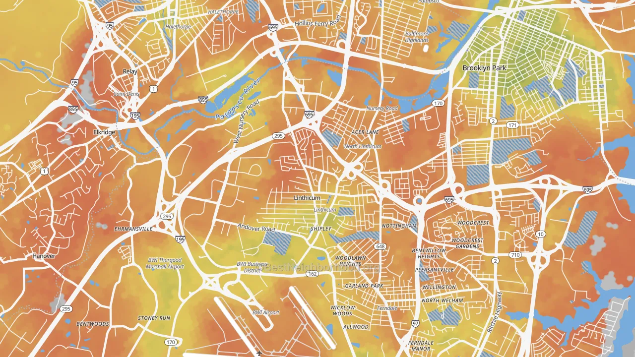 Bike Grade map of 21090, MD