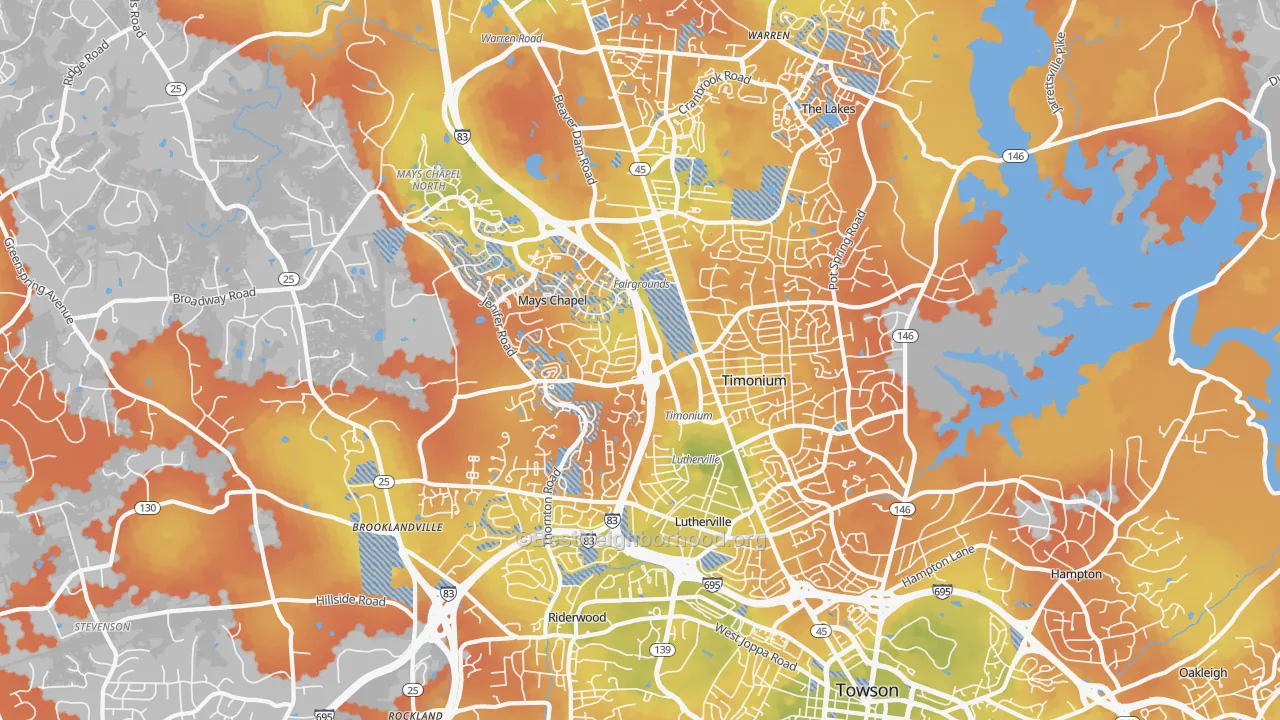 Bike Grade map of 21093, MD