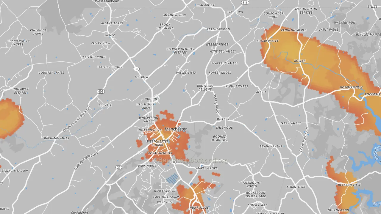 Bike Grade map of 21102, MD