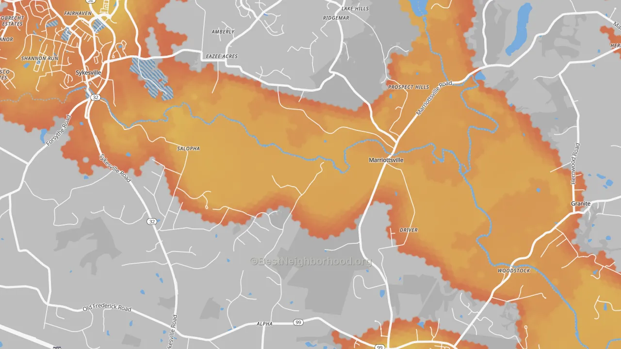 Bike Grade map of 21104, MD