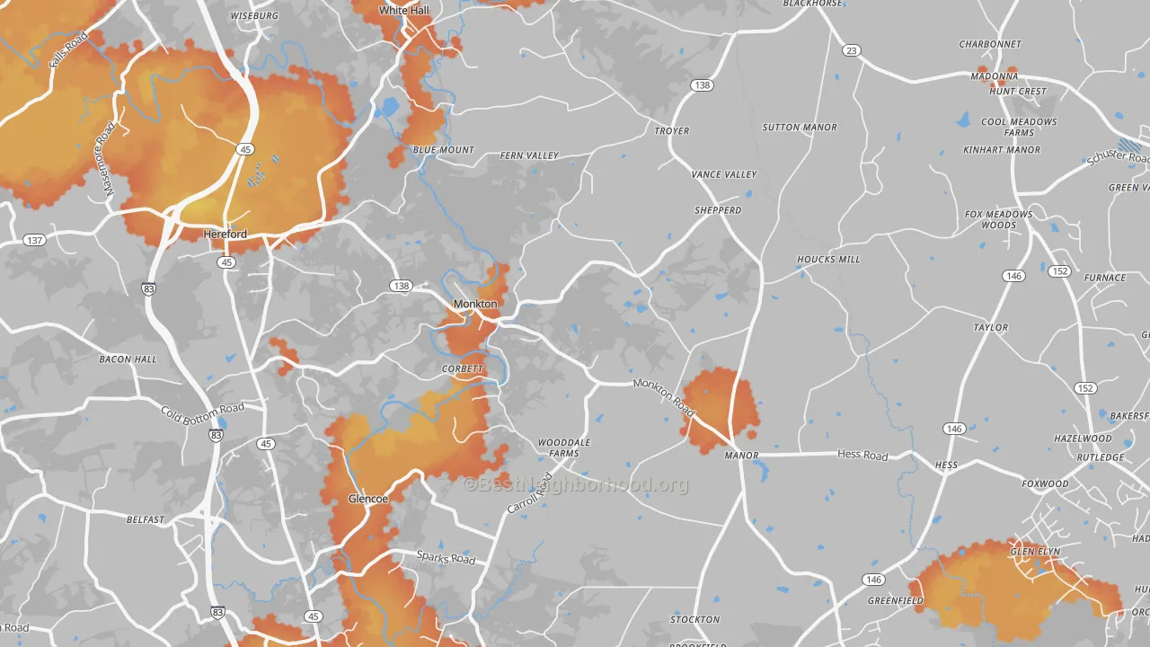 Bike Grade map of 21111, MD