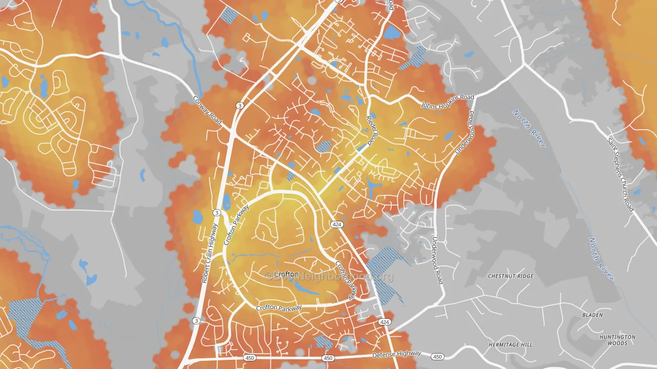 Bike Grade map of 21114, MD