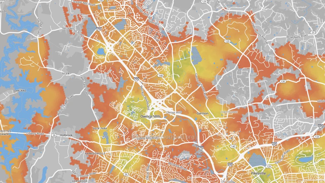 Bike Grade map of 21117, MD