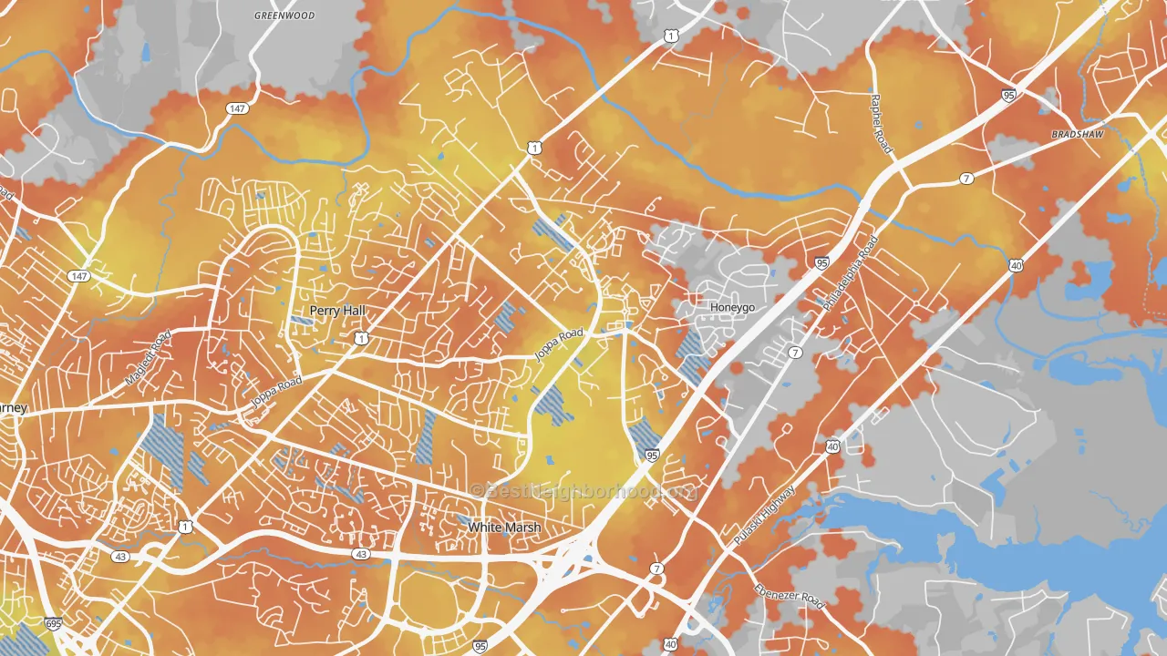 Bike Grade map of 21128, MD