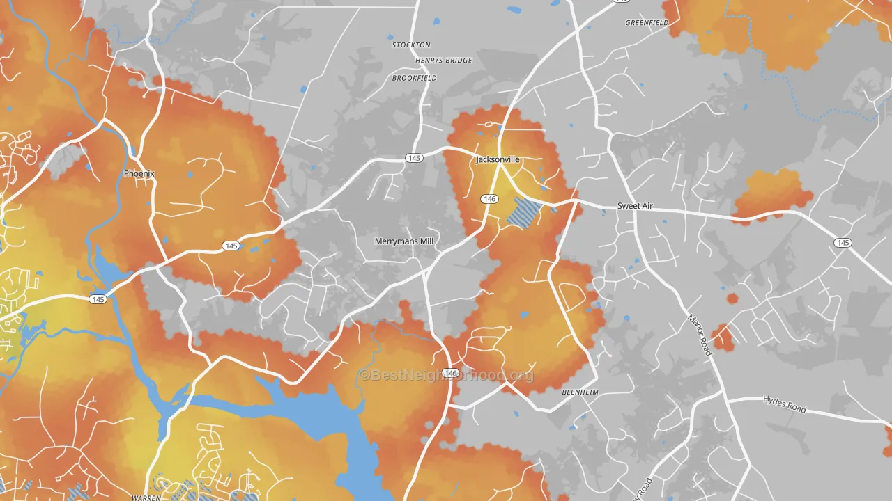 Bike Grade map of 21131, MD
