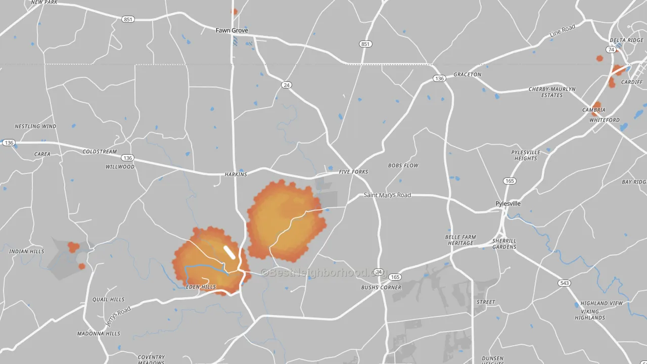 Bike Grade map of 21132, MD