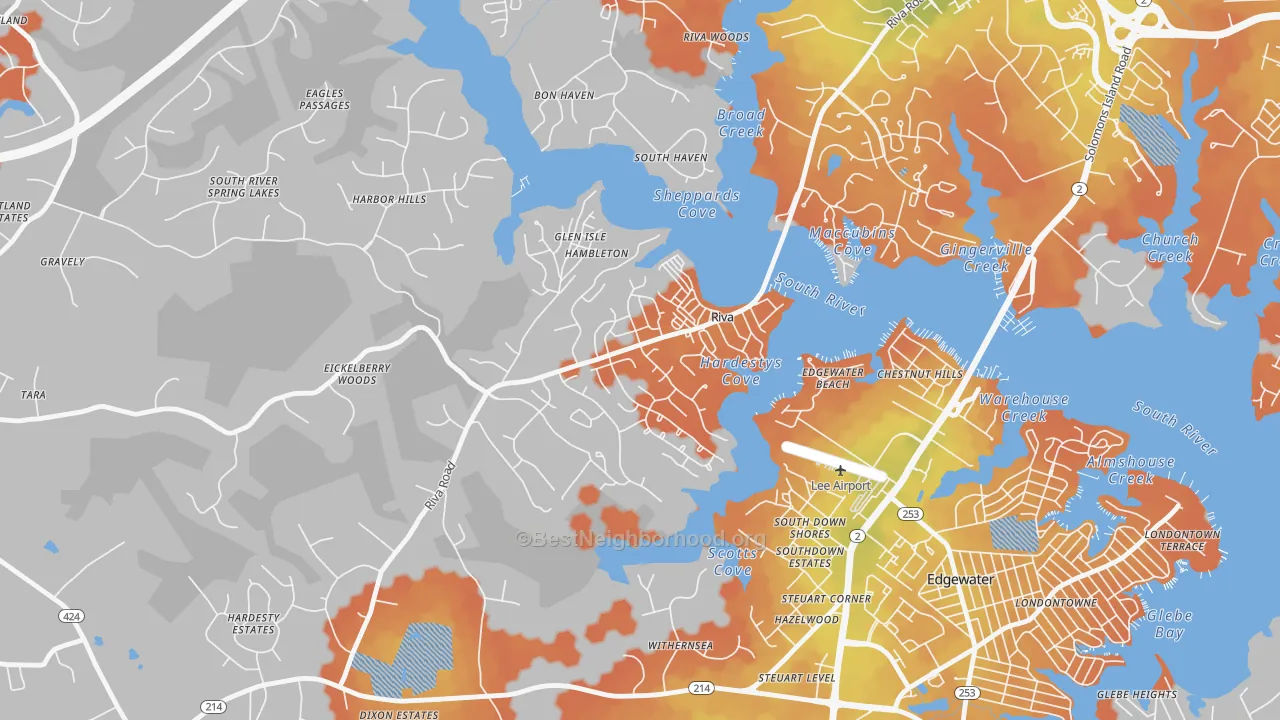 Bike Grade map of 21140, MD