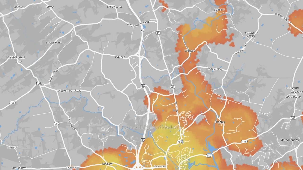 Bike Grade map of 21152, MD