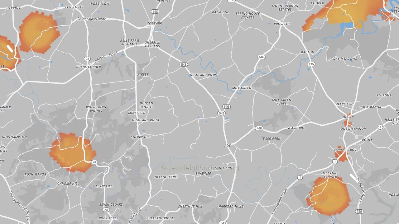Bike Grade map of 21154, MD