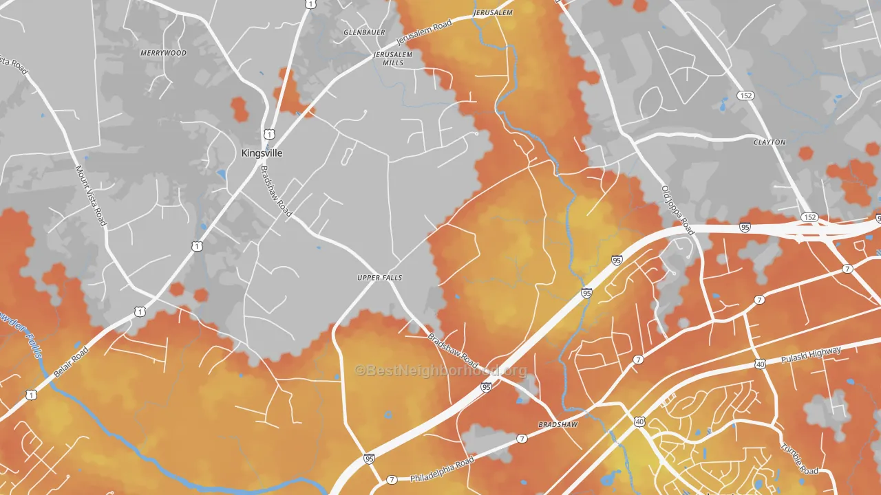 Bike Grade map of 21156, MD