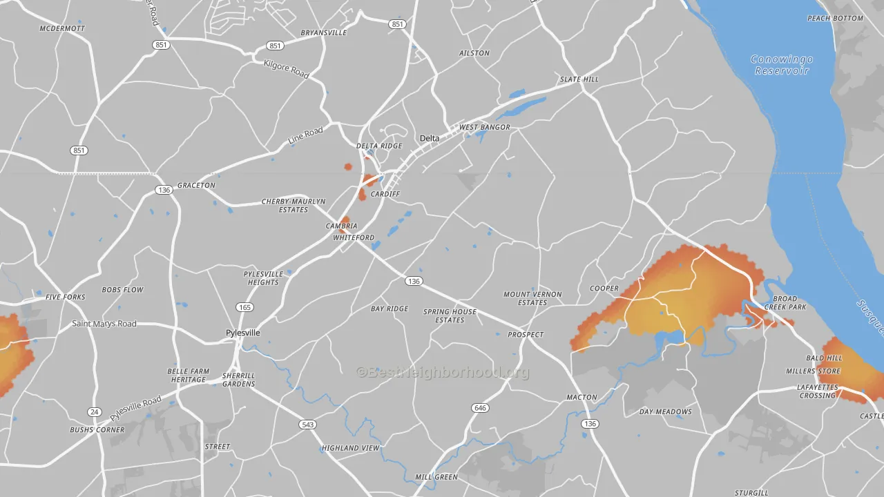 Bike Grade map of 21160, MD