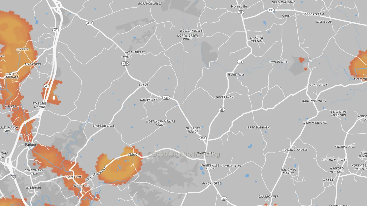 Bike Grade map of 21161, MD