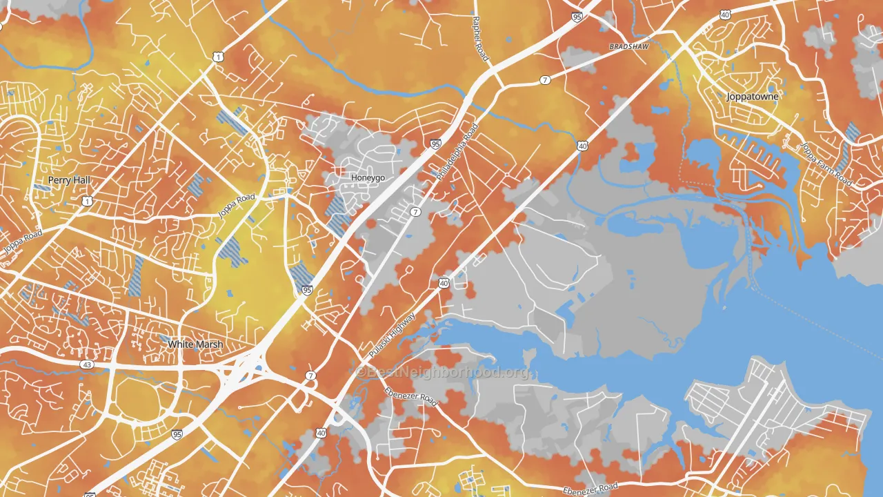Bike Grade map of 21162, MD