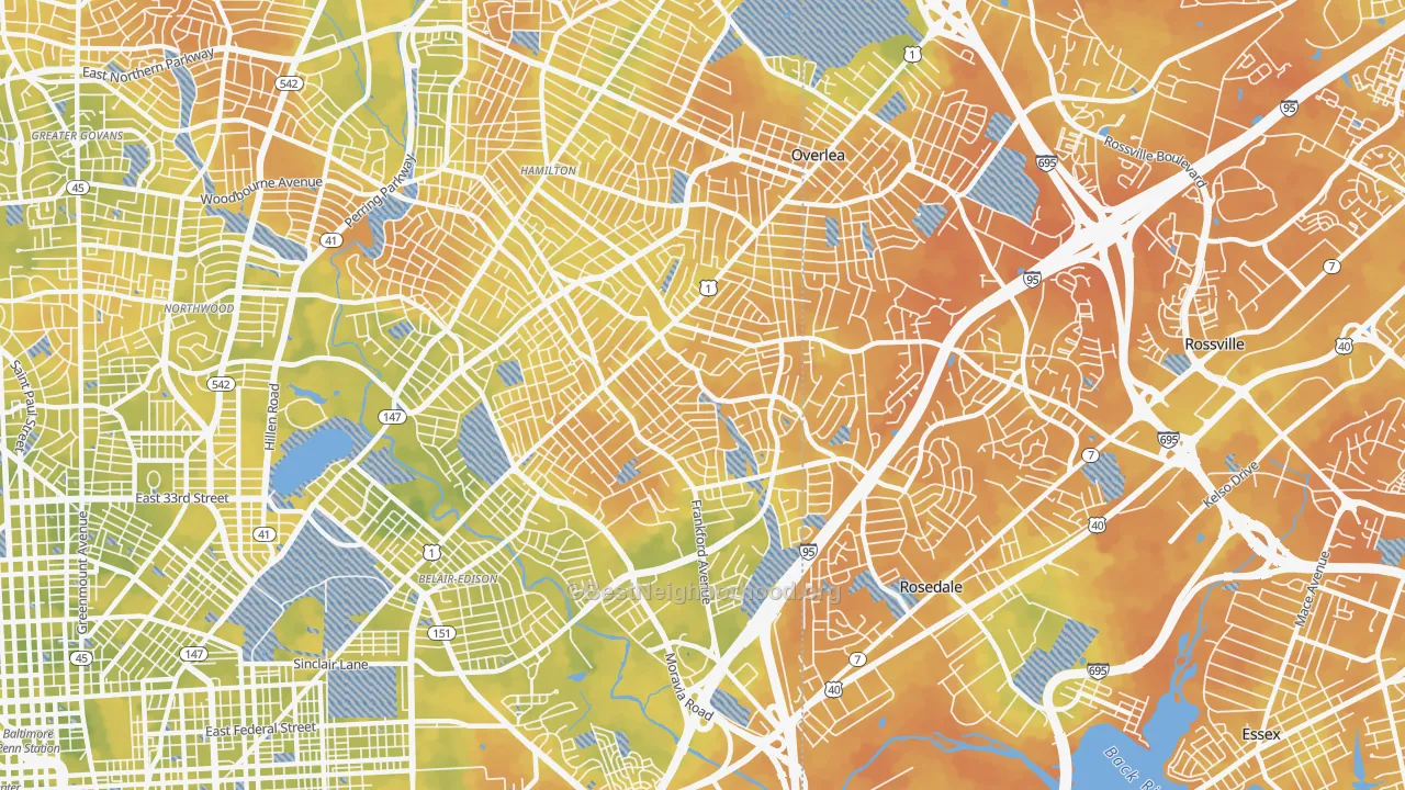 Bike Grade map of 21206, MD
