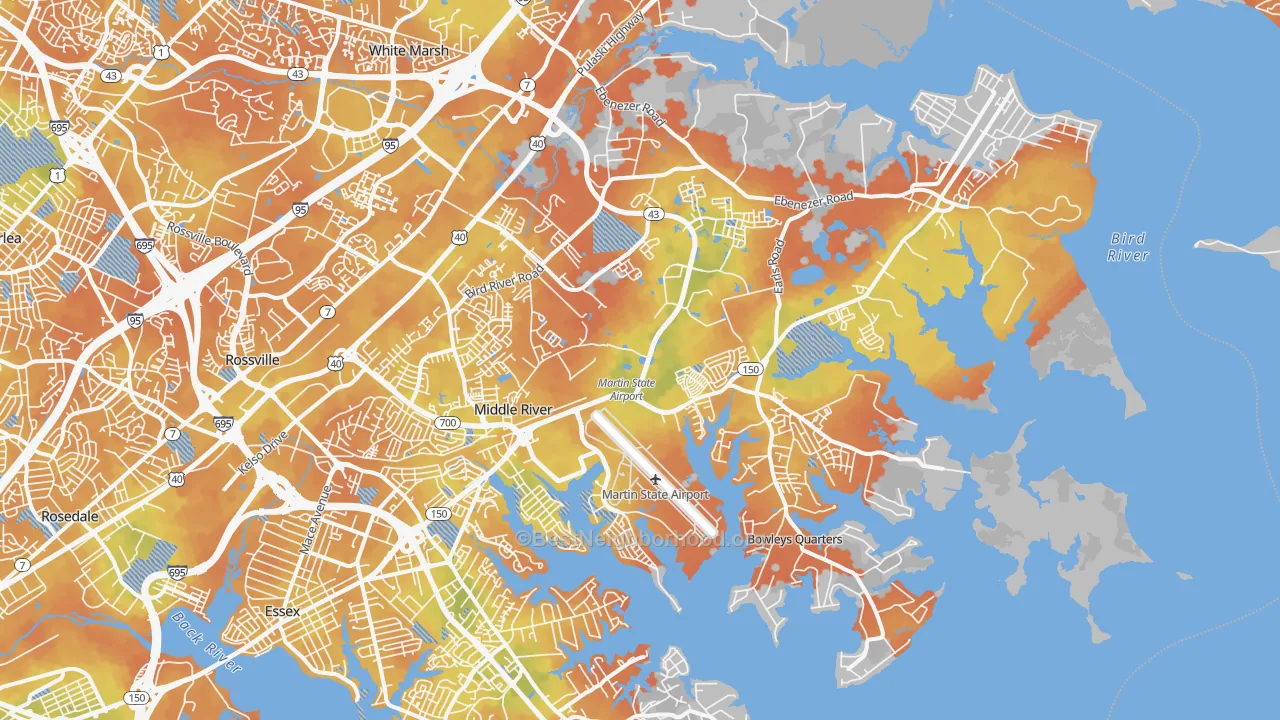 Bike Grade map of 21220, MD