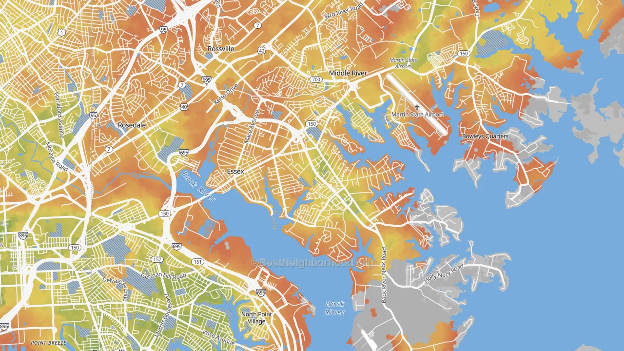 Bike Grade map of 21221, MD