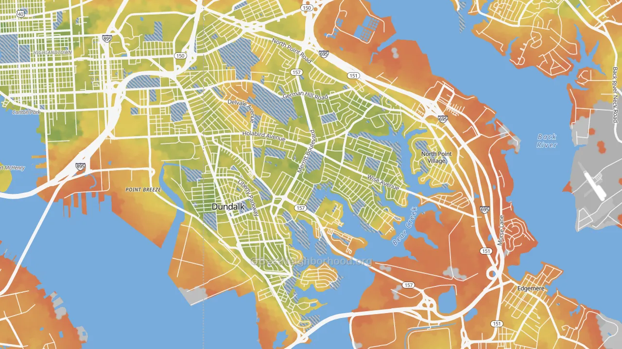 Bike Grade map of 21222, MD