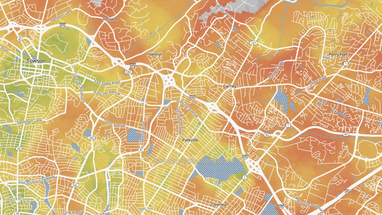 Bike Grade map of 21234, MD