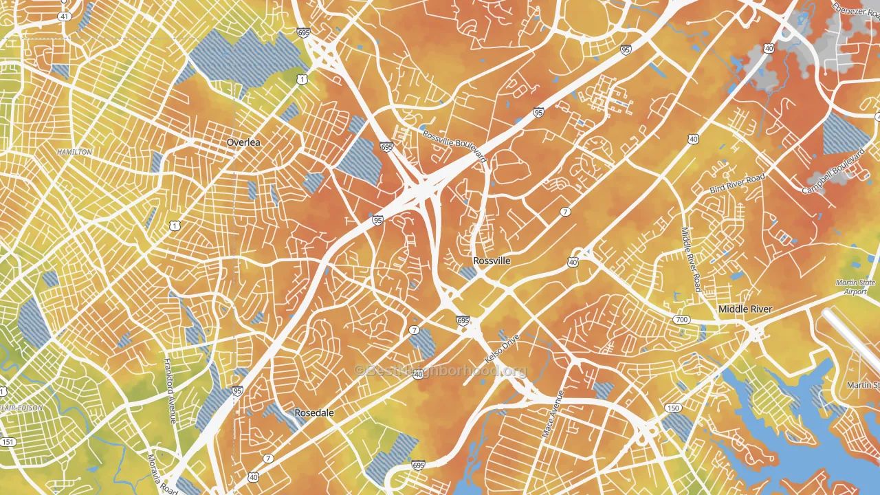 Bike Grade map of 21237, MD
