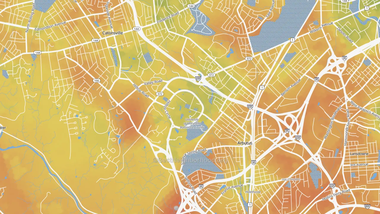Bike Grade map of 21250, MD