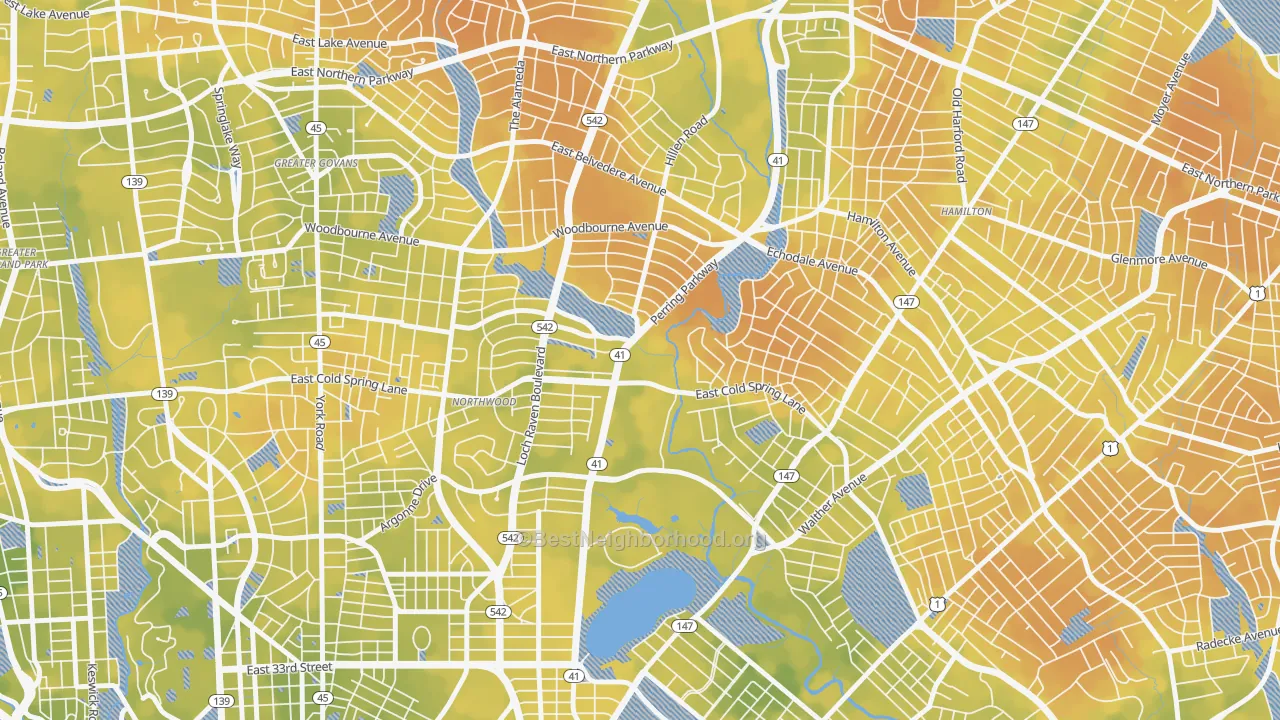 Bike Grade map of 21251, MD