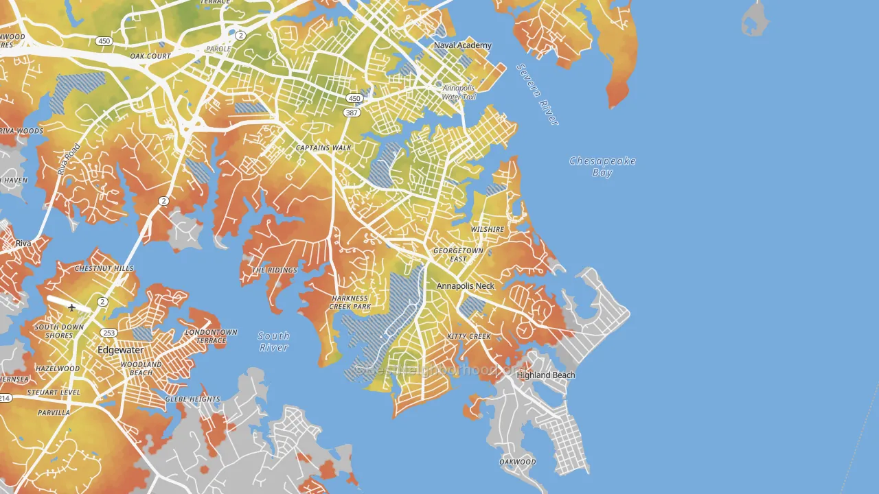 Bike Grade map of 21403, MD