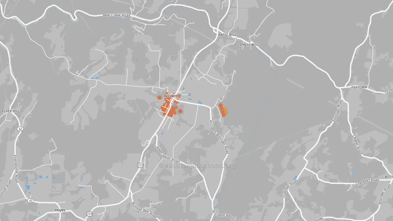 Bike Grade map of 21520, MD