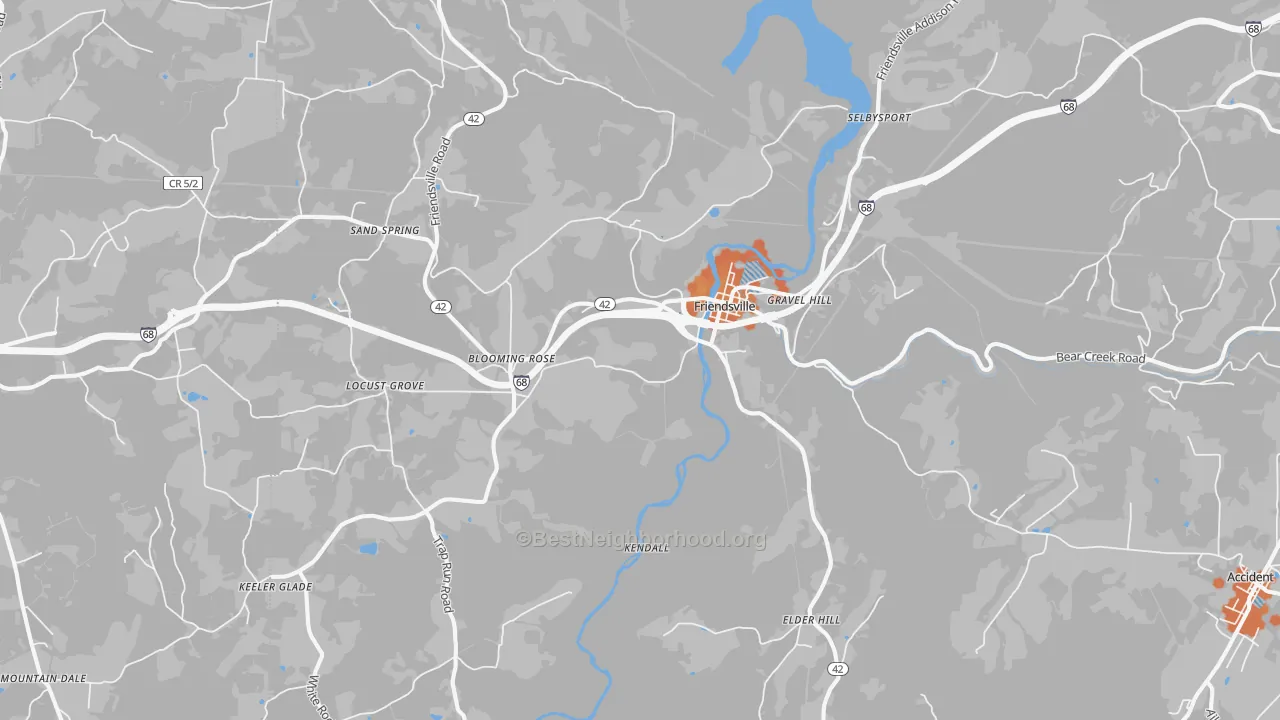 Bike Grade map of 21531, MD