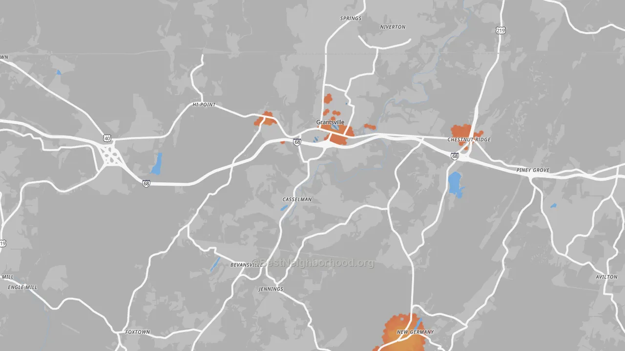 Bike Grade map of 21536, MD