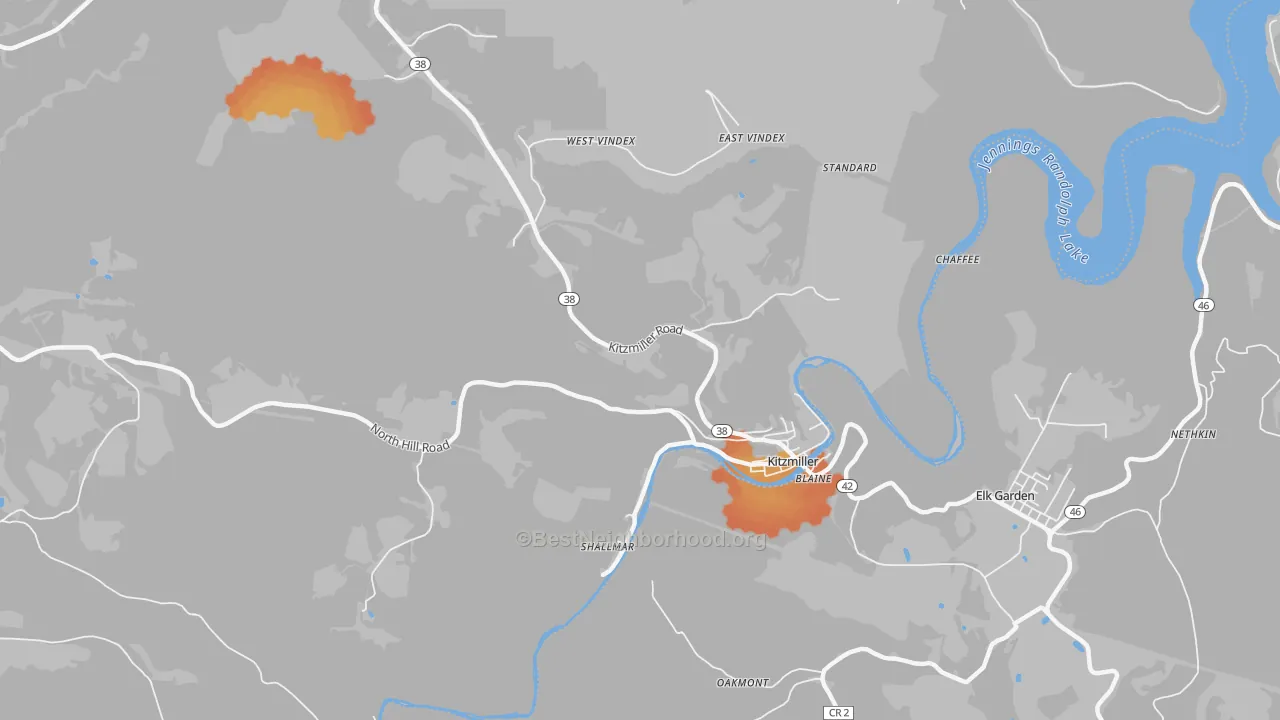 Bike Grade map of 21538, MD