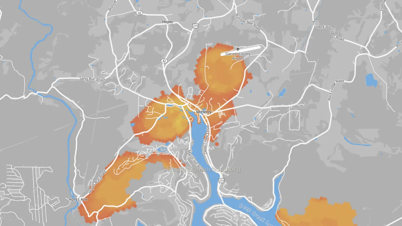 Bike Grade map of 21541, MD