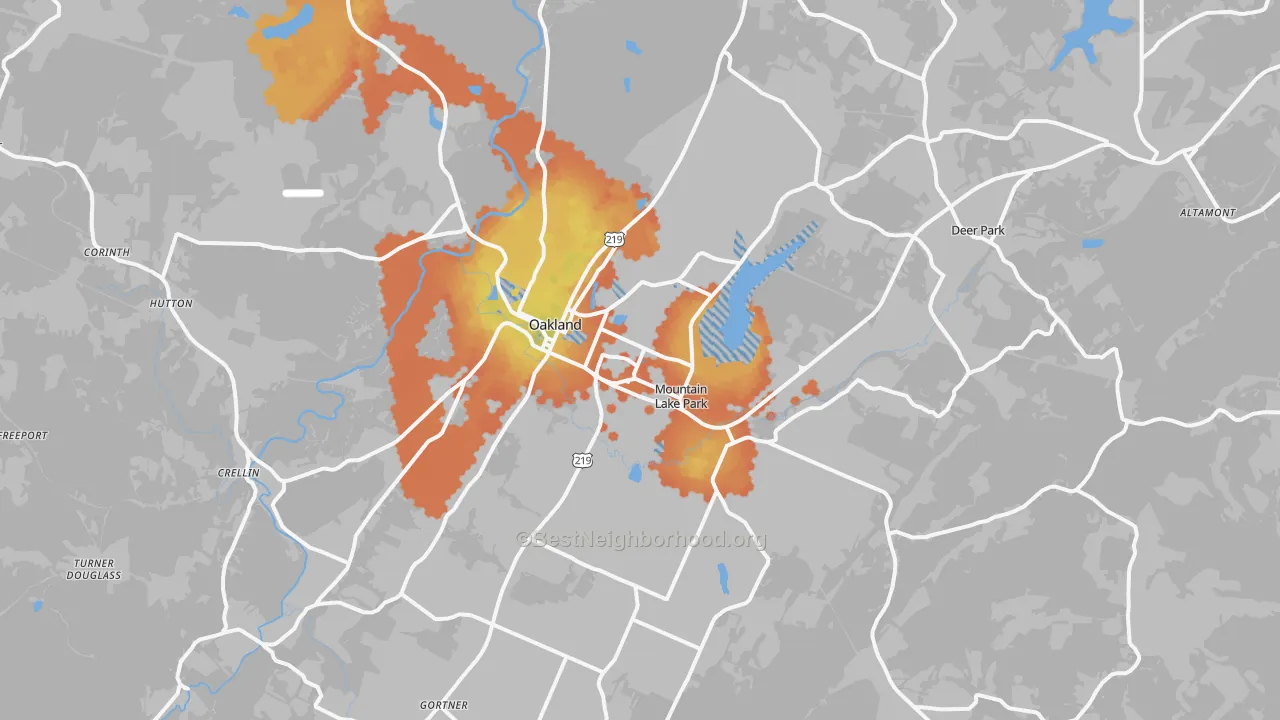 Bike Grade map of 21550, MD