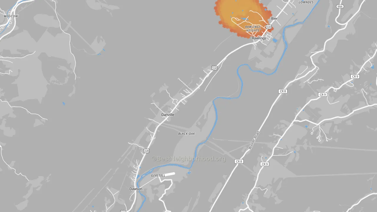 Bike Grade map of 21557, MD