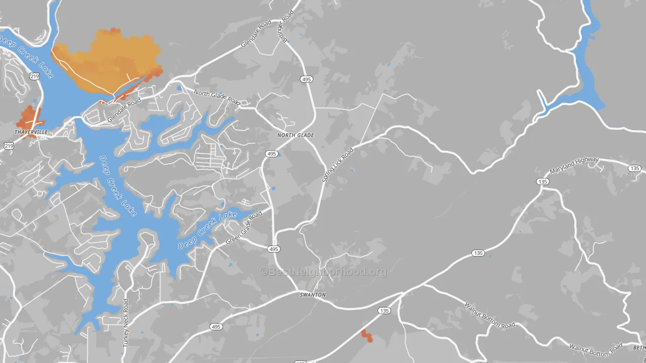 Bike Grade map of 21561, MD