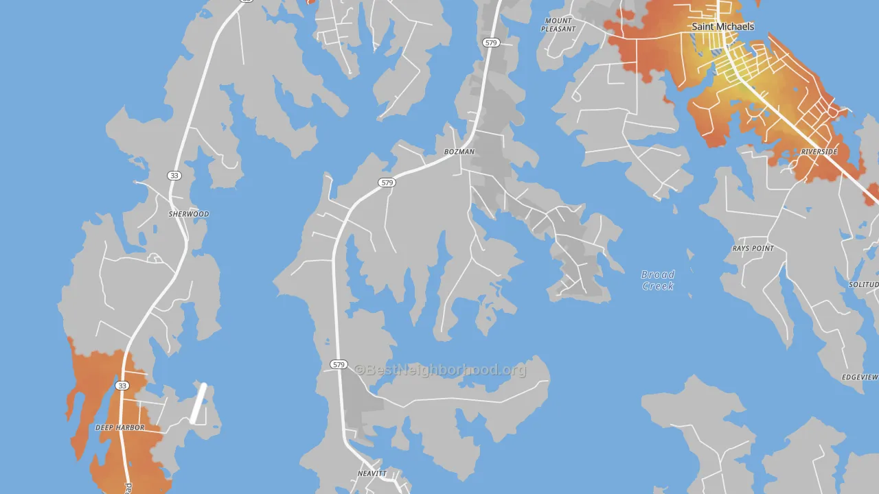 Bike Grade map of 21612, MD
