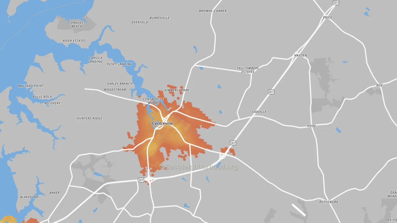 Bike Grade map of 21617, MD