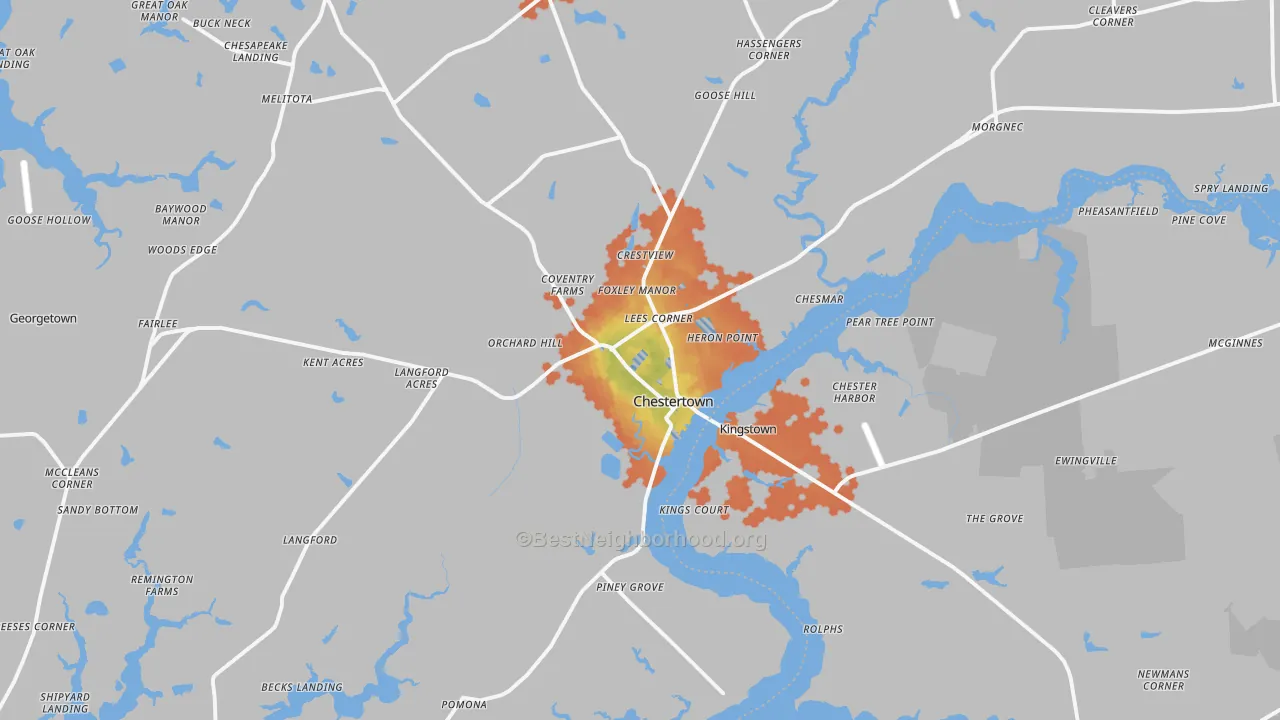 Bike Grade map of 21620, MD