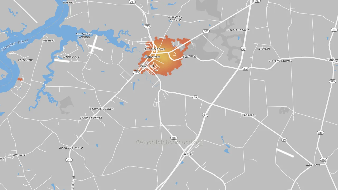 Bike Grade map of 21623, MD