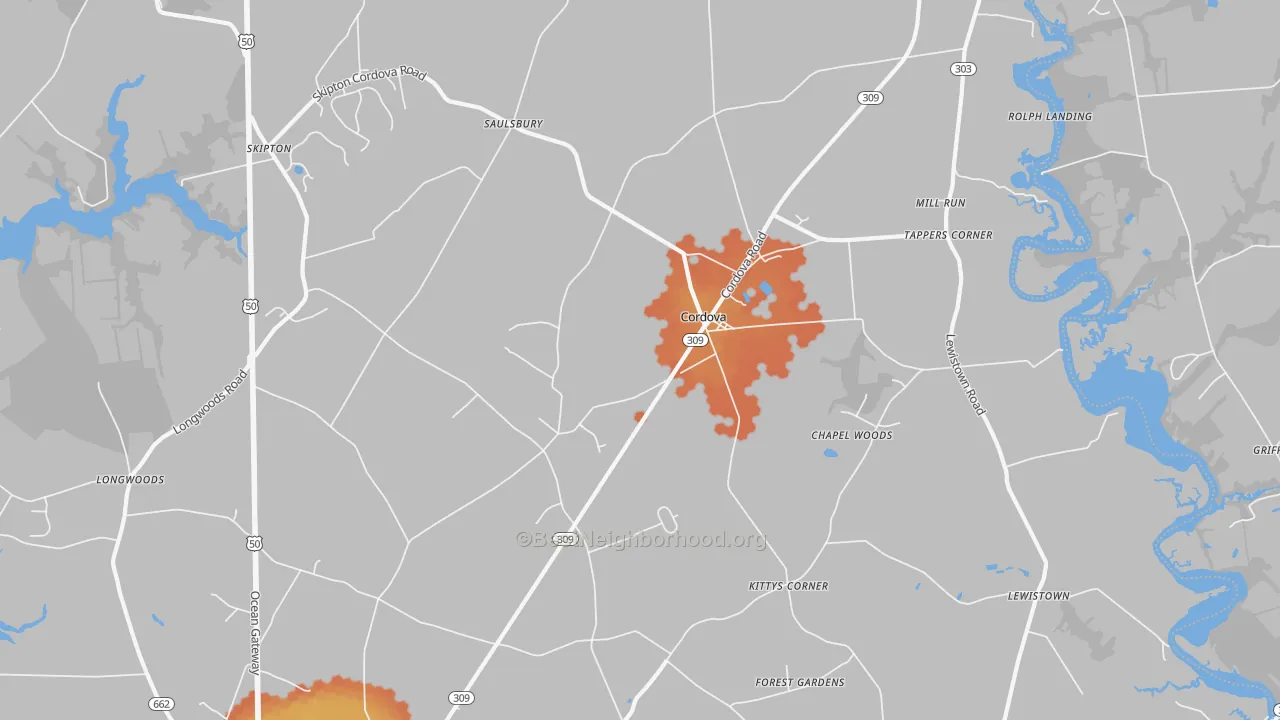 Bike Grade map of 21625, MD