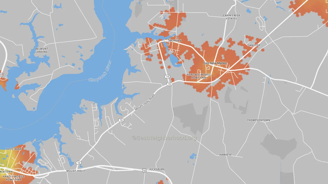 Bike Grade map of 21631, MD