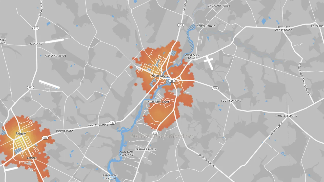 Bike Grade map of 21639, MD